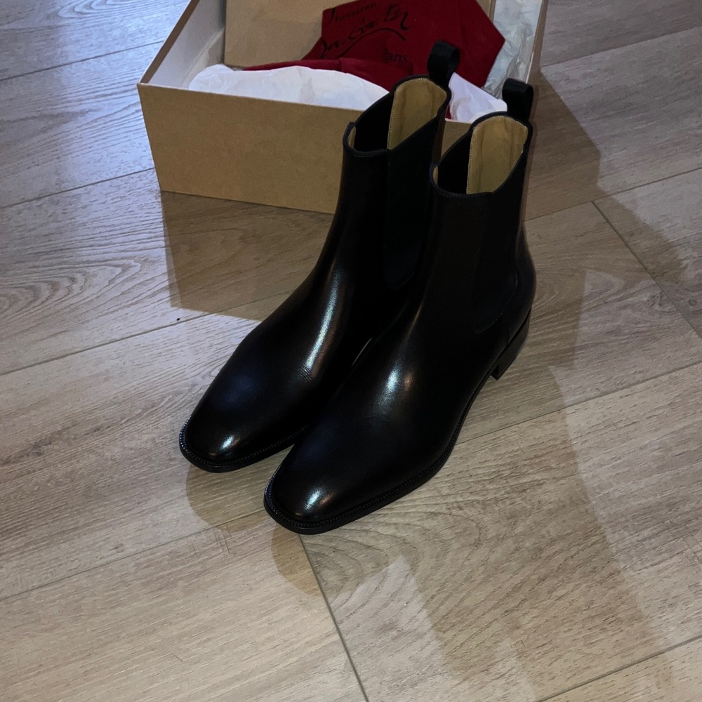 Christian Louboutin Black Leather Ankle Boots